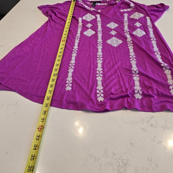 INC Concepts Magenta Embroided Boho Style Knit Tunic Blouse Top Womens Plus 3X - Picture 7 of 14